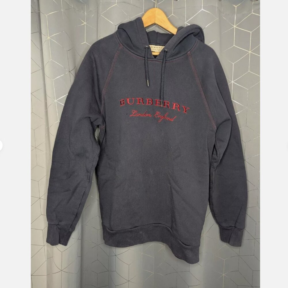 Burberry Navy Hooded Sweatshirt Embroidered Logo - Article #40580971 - Sz L